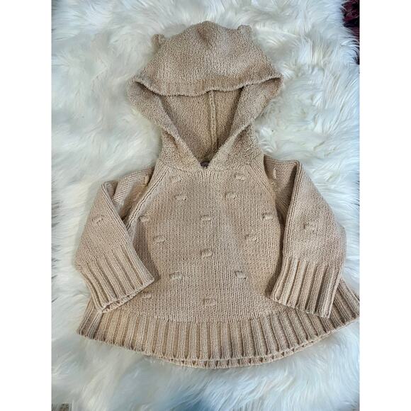 Cat & Jack 12M-18M Toddler Sherpa Long Sleeve Hood Pullover Sweater Bear Cream - Picture 1 of 5